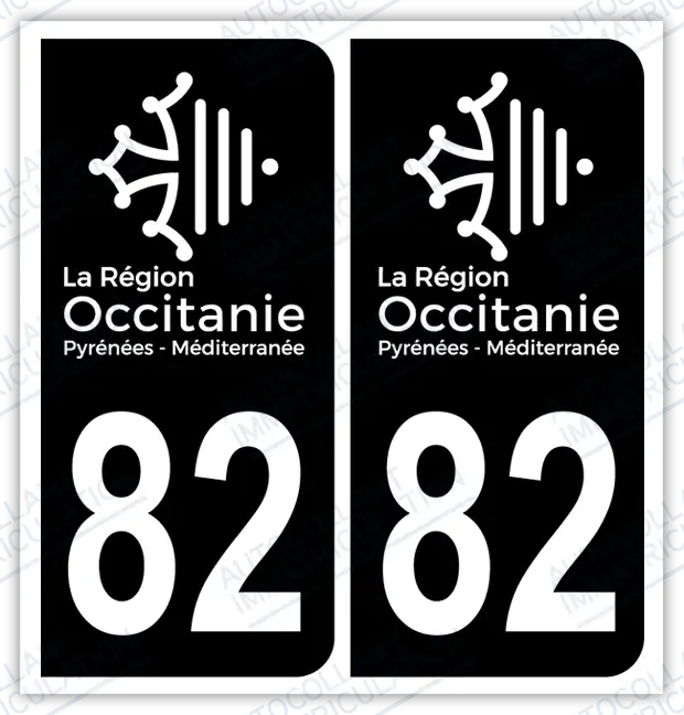 Auto - Autocollant immatriculation 82 – Occitanie