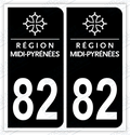 Auto - Autocollant immatriculation 82 – Midi-Pyrénées