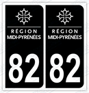 Auto - Autocollant immatriculation 82 – Midi-Pyrénées