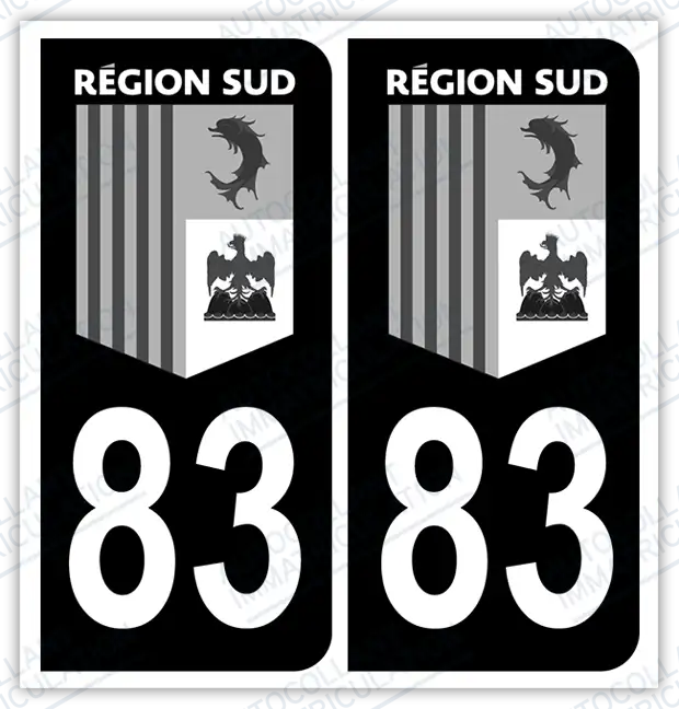 Auto - Autocollant immatriculation 83 – Provence-Alpes-Côte d'Azur