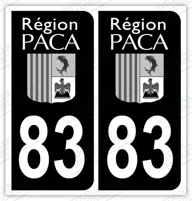 Auto - Autocollant immatriculation 83 – Provence-Alpes-Côte d’Azur