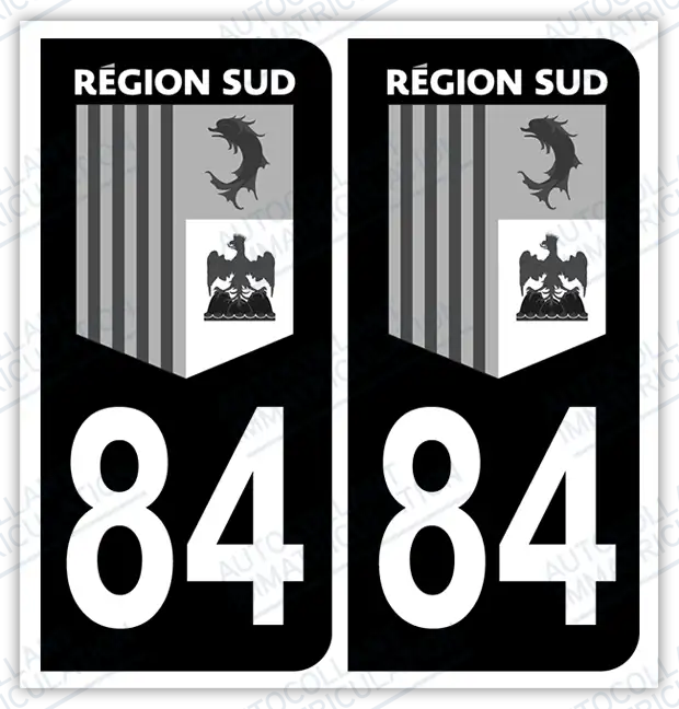 Auto - Autocollant immatriculation 84 - Région Sud