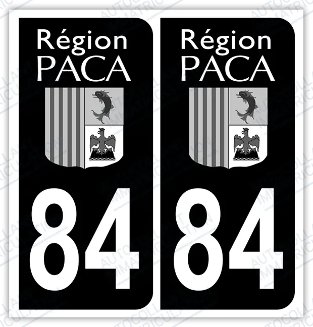Auto - Autocollant immatriculation 84 – Provence-Alpes-Côte d'Azur