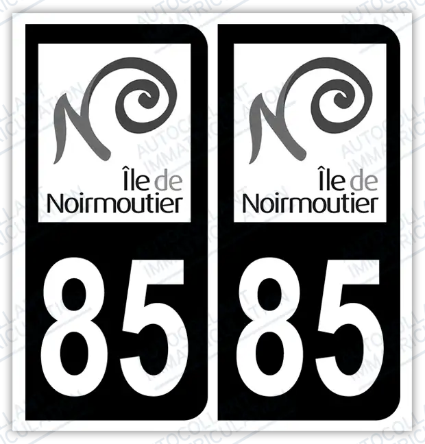 Auto - Autocollant immatriculation 85 - Noirmoutier