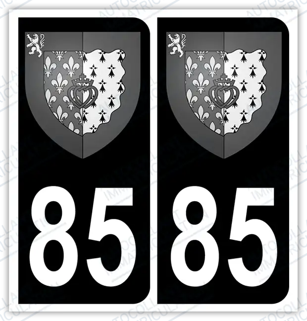 Auto - Autocollant immatriculation 85 – Blason Pays de la Loire