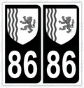 Auto - Autocollant immatriculation 86 – Blason Nouvelle-Aquitaine