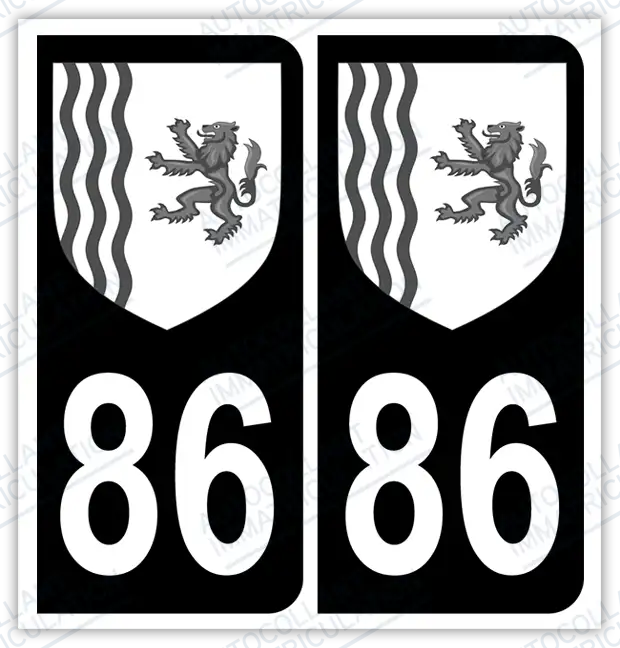 Auto - Autocollant immatriculation 86 – Blason Nouvelle-Aquitaine