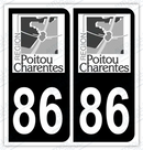 Auto - Autocollant immatriculation 86 – Poitou-Charentes