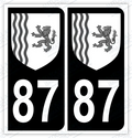 Auto - Autocollant immatriculation 87 – Blason Nouvelle-Aquitaine