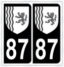 Auto - Autocollant immatriculation 87 – Blason Nouvelle-Aquitaine