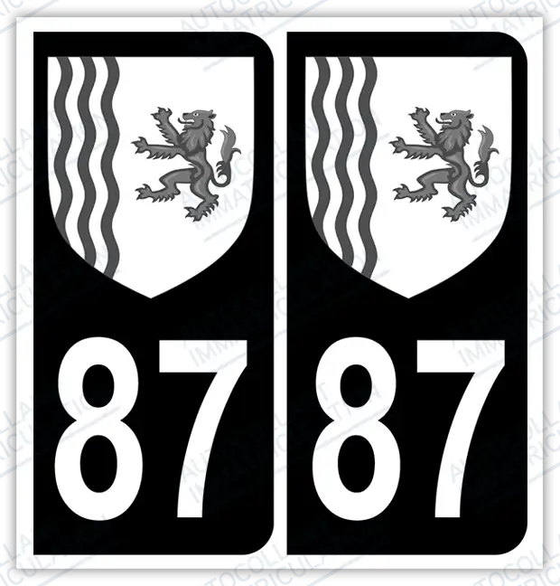 Auto - Autocollant immatriculation 87 – Blason Nouvelle-Aquitaine