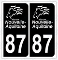 Auto - Autocollant immatriculation 87 – Nouvelle Aquitaine