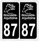 Auto - Autocollant immatriculation 87 – Nouvelle Aquitaine