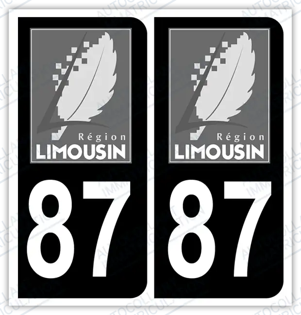 Auto - Autocollant immatriculation 87 – Limousin
