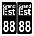 Auto - Autocollant immatriculation 88 - Grand-Est