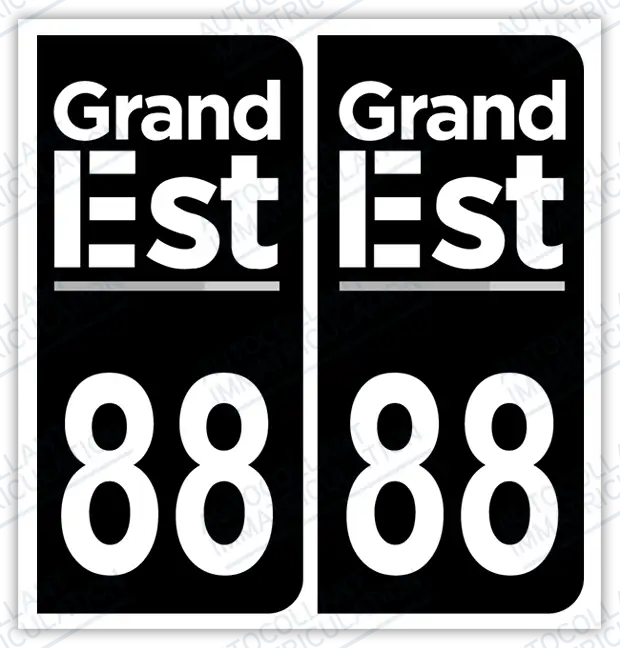 Auto - Autocollant immatriculation 88 - Grand-Est