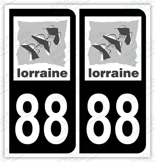Auto - Autocollant immatriculation 88 – Grand Est