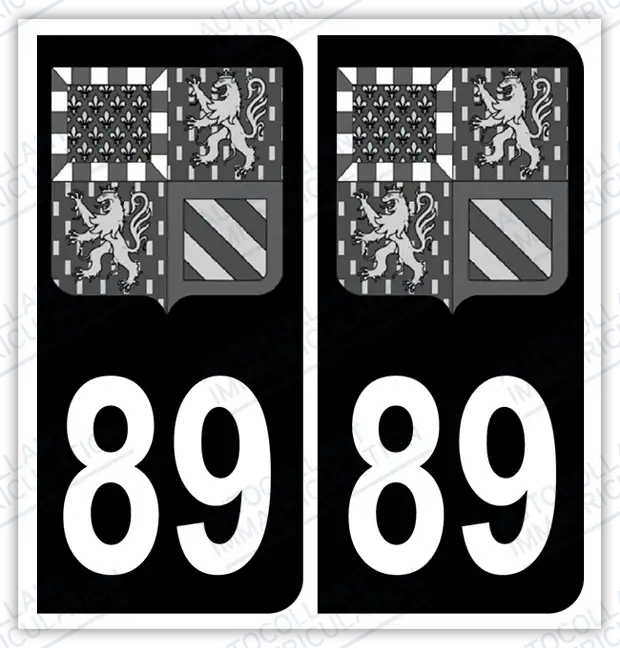 Auto - Autocollant immatriculation 89 – Blason Bourgogne Franche-Comté