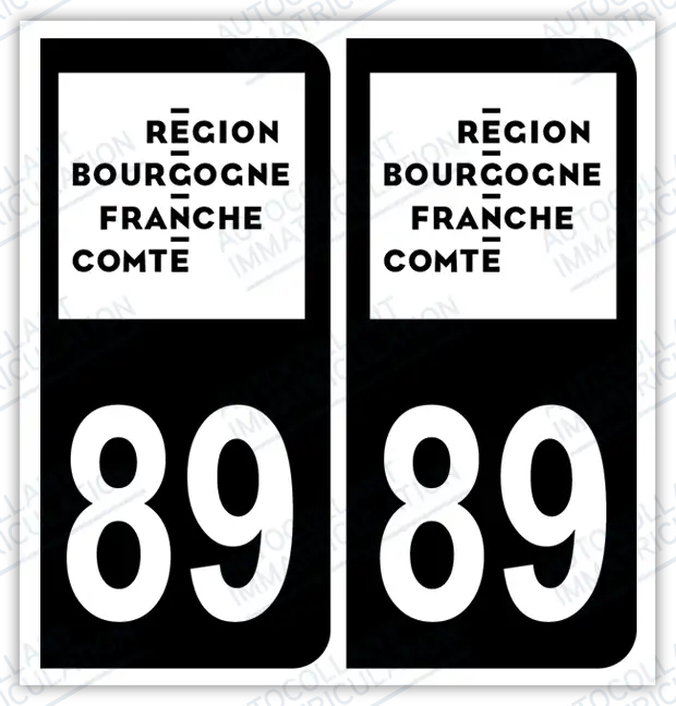 Auto - Autocollant immatriculation 89 – Blason Bourgogne-Franche-Comté