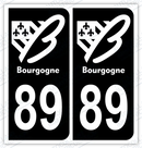 Auto - Autocollant immatriculation 89 – Bourgogne-Franche-Comté