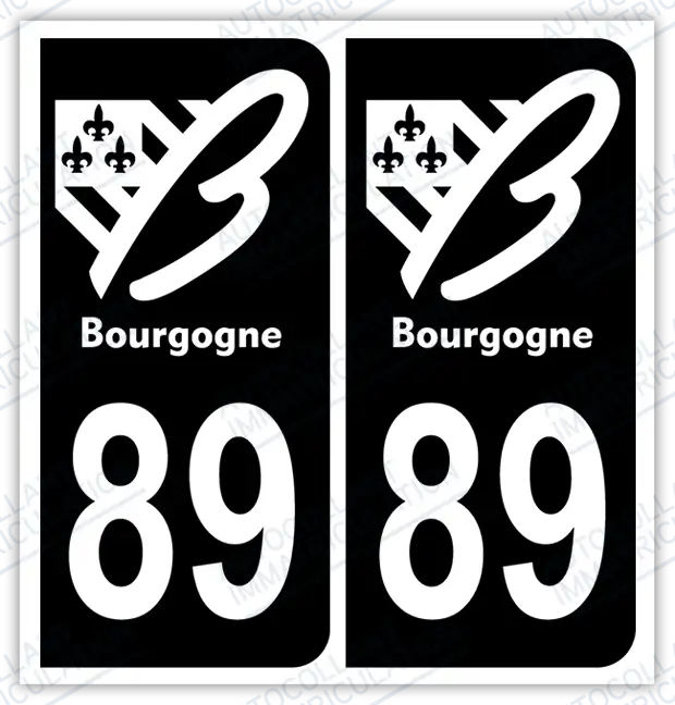 Auto - Autocollant immatriculation 89 – Bourgogne-Franche-Comté