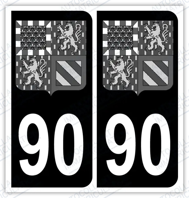 Auto - Autocollant immatriculation 90 – Blason Bourgogne Franche-Comté