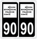 Auto - Autocollant immatriculation 90 – Bourgogne Franche-Comté
