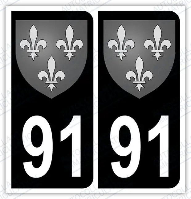 Auto - Sticker immatriculation 91 - Blason Ile de France