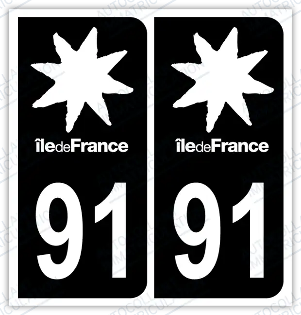 Auto - Autocollant immatriculation 91 – Île-de-France