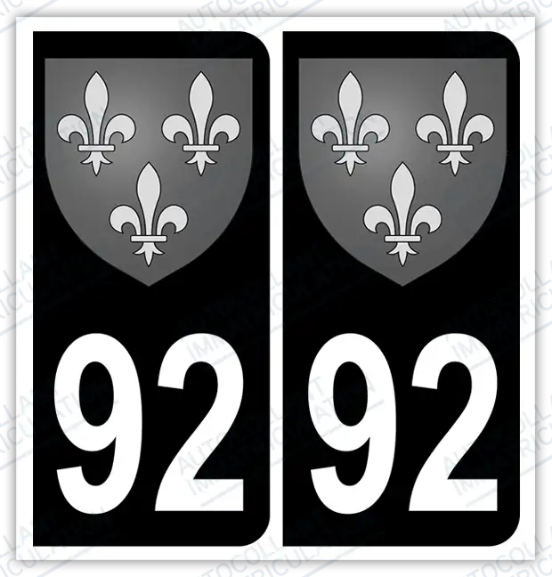 Auto - Autocollant immatriculation 92 – Blason Île-de-France