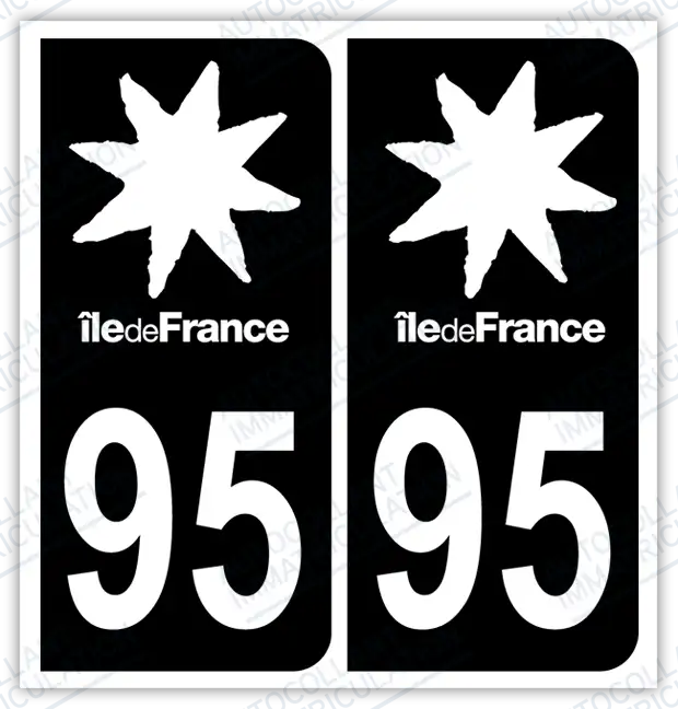 Auto - Autocollant immatriculation 95 – Île-de-France