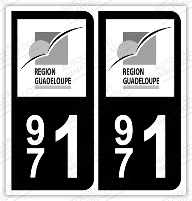 Auto - Autocollant immatriculation 971 – Guadeloupe