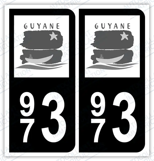 Auto - Autocollant immatriculation 973 – Guyane