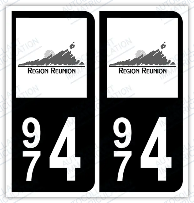 Auto - Autocollant immatriculation 974 – La Réunion