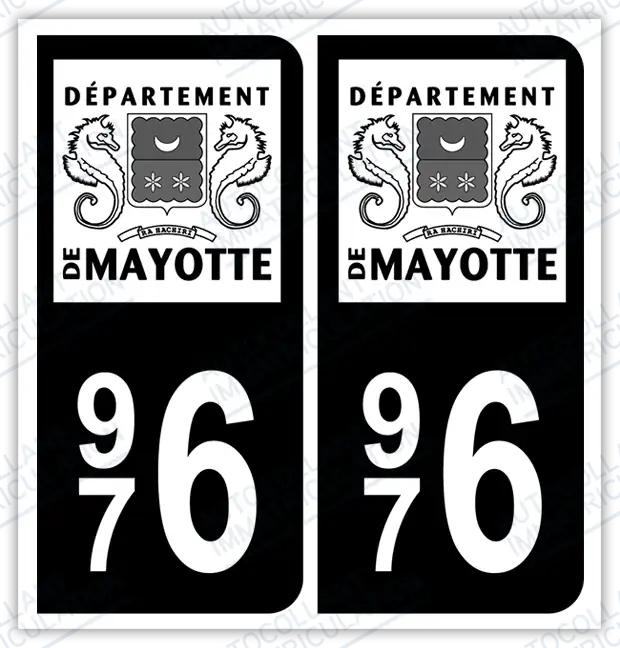 Auto - Autocollant immatriculation 976 – Mayotte