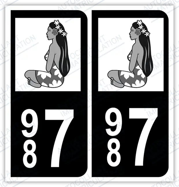 Auto - Autocollant immatriculation 987 - Vahine