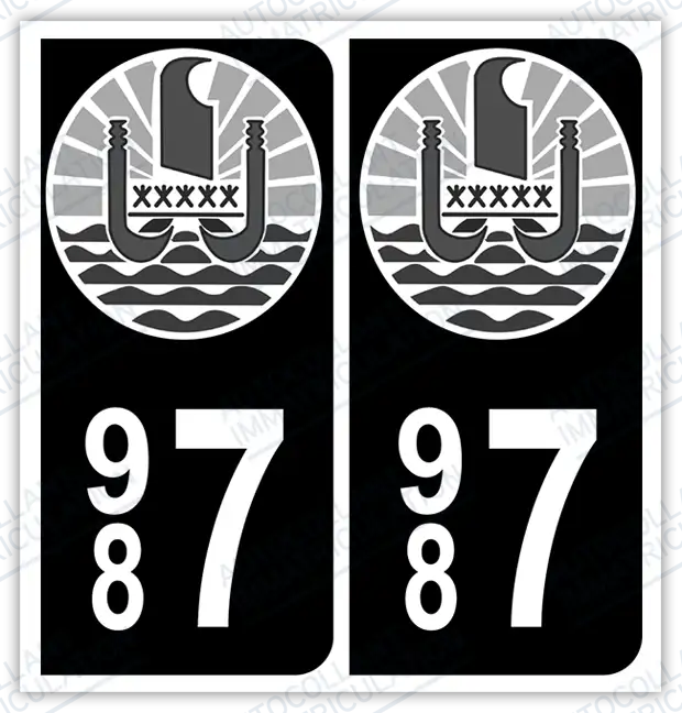 Auto - Autocollant immatriculation 987 – Polynésie Française