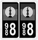 Auto - Autocollant immatriculation 988 – Nouvelle-Calédonie