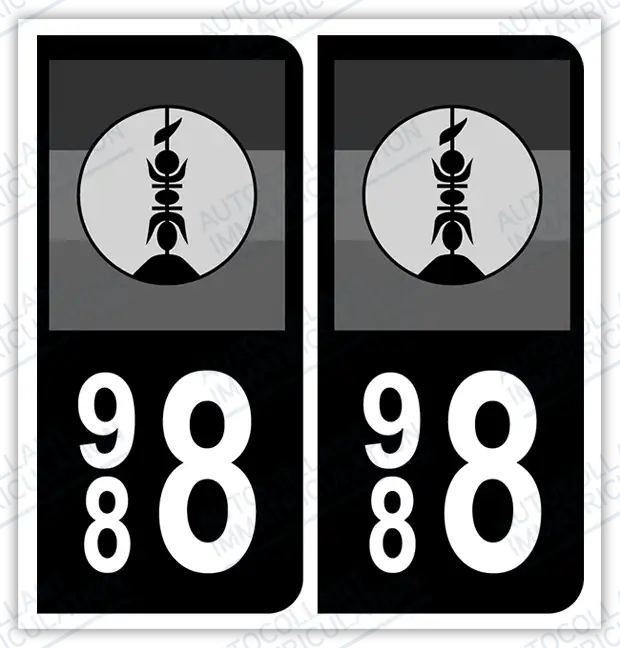 Auto - Autocollant immatriculation 988 – Nouvelle-Calédonie