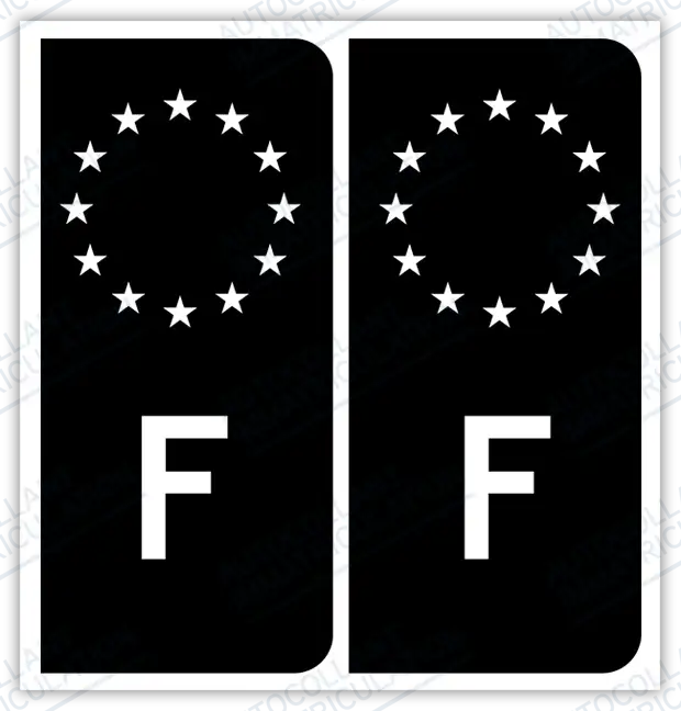 Auto - Autocollant immatriculation A-F – France