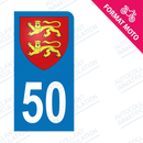 Moto - Autocollant immatriculation 50 – Blason Normandie