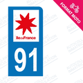 Autocollant plaque immatriculation moto 91 Essonne