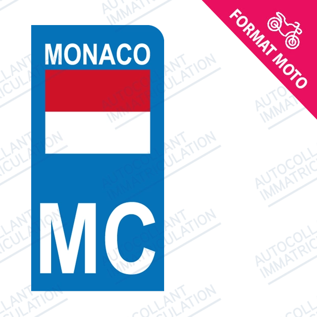 Autocollant plaque immatriculation moto 98 Monaco
