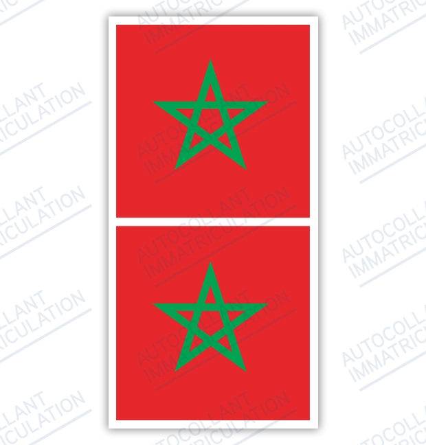 Autocollant drapeau Maroc pour plaque immatriculation