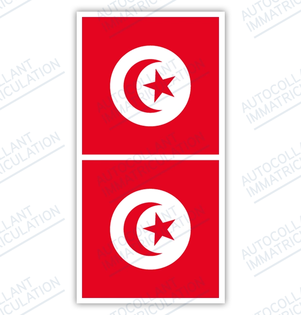 Autocollant drapeau Tunisie pour plaque immatriculation