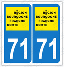 Auto - Sticker immatriculation 71 - Nouvelle région Bourgogne Franche-Comté