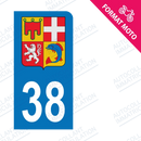 Moto - Sticker immatriculation 38 - Blason Auvergne Rhône Alpes new