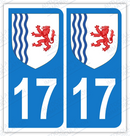 Auto - Sticker immatriculation 17 – Nouvelle Aquitaine