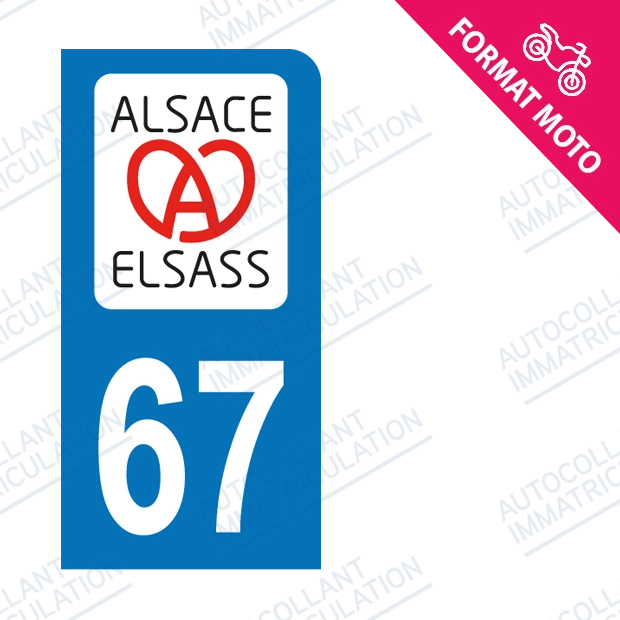 Moto - Sticker immatriculation 67 - Acoeur new