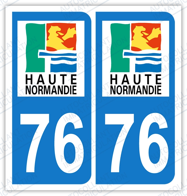 Auto - Sticker immatriculation 76 - Seine Maritime